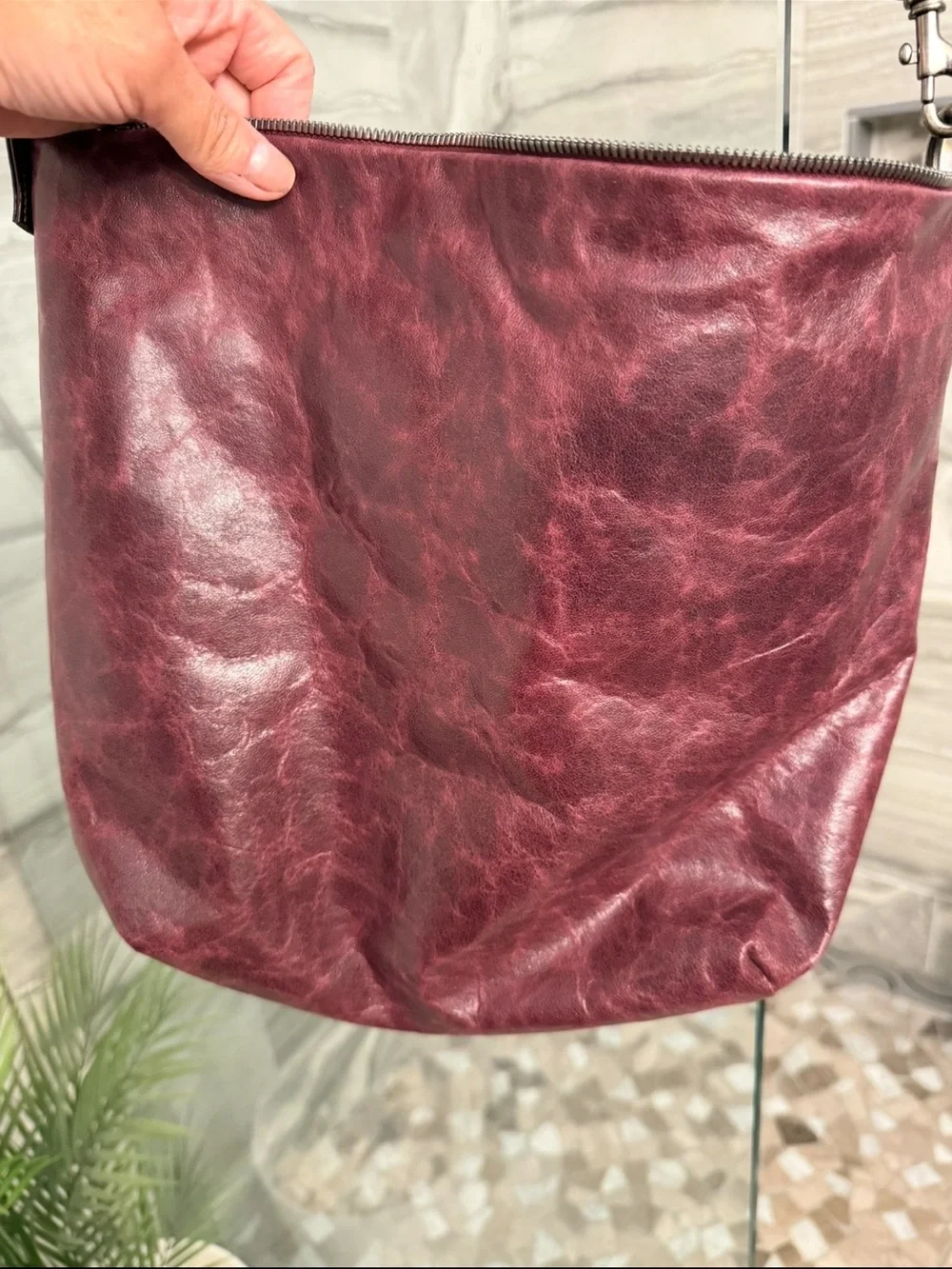 Rough and Tumble small plain front Hobo in Pinot .